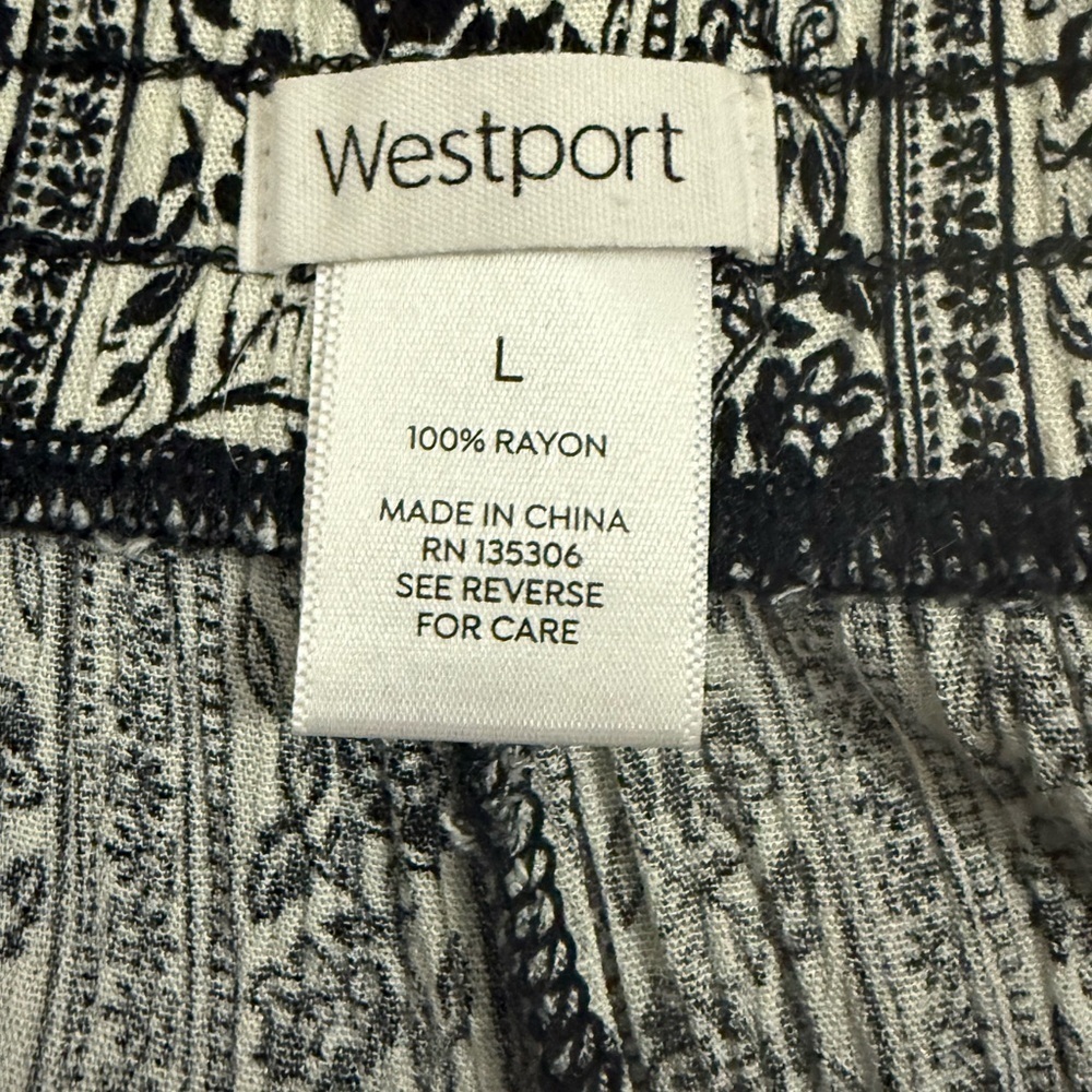 Westport Black and White Floral Wide Leg Pants - Picture 3 of 3